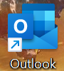 Blue Outlook icon on background screen